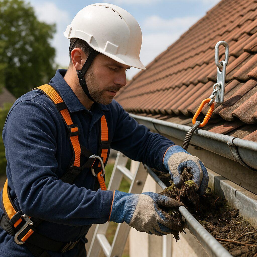 Dachrinnen reinigen ohne Risiko – die wichtigsten Regeln zur Absturzsicherung